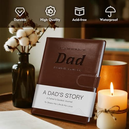 Artmag Dad's Life Story Journal with 250+ Prompt Questions, Family Keepsake Book Leather Cover for Dad to Share His Memories for Birthday Father's Day Christmas (Brown) - style: Dad's Life Story Journal （Brown）