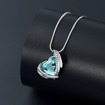 Heart Crystal Cremation Urn Necklace for Ashes, Stainless Steel Cremation Jewelry for Ashes Memorial Pendant Ashes Urn Necklace with Engraving and Filling Kit - color: Sky-Blue Crystal