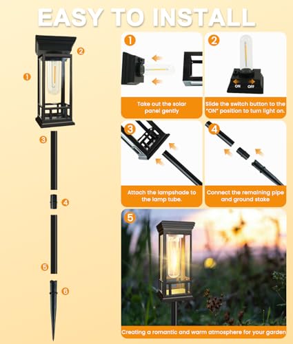4 Pack Bright Solar Garden Lights, Solar Pathway Lights Outdoor Waterproof - color: Warm White, size: 4 Pack