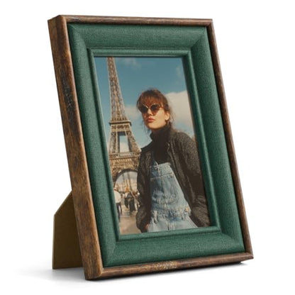 5x7 Rustic Wood Picture Frame with Green Lining,Dark Wood, 5 By 7 - color: Walnut-Green, size: 5x7, 1-Pack