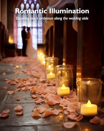 Homemory 50-Pack Flameless Tea Lights Candles Battery Operated, 200+ Hours - color: Brgiht Amber Light, White Base, size: Pack of 50