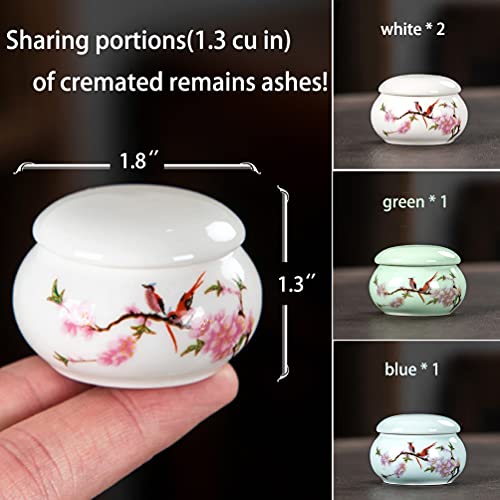 LitLife Mini Hummingbird Urns for Human Ashes Set of 4 - Small Keepsake Cremation Urns for Sharing Adult Ashes Dog Cat Ash Holders - Miniature Pets Memorial Ceramic Funeral Urn for Your Loved One