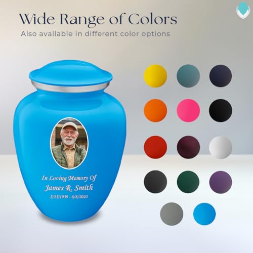 Geturns Embrace Adult Personalized Picture Cremation Urns for Human Ashes I Large Photo Racing Blue Funeral Urn for Men and Women I 200 lbs - color: Racing Blue