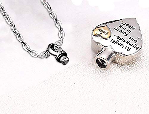 PREKIAR Heart Cremation Urn Necklace for Ashes Angel Wing Jewelry Memorial Pendant and 12 PCS Birthstones No Longer by My Side But Forever in My Heart - color: Grandpa