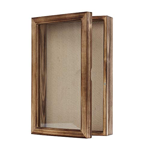 Freezing point Shadow Box Frame 8x12.5 Shadow Box Display Case with Linen Back Memorabilia Awards Medals Bouquet Photos Badge Wedding Flower Pin Magazine Memory Box for Keepsake Picture Large - color: Carbonized, size: 8×12.5