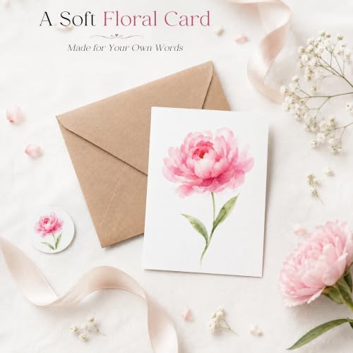 AUDREE Blank Cards with Envelopes, Watercolor Flower 50 Pack 3.5x5 inches