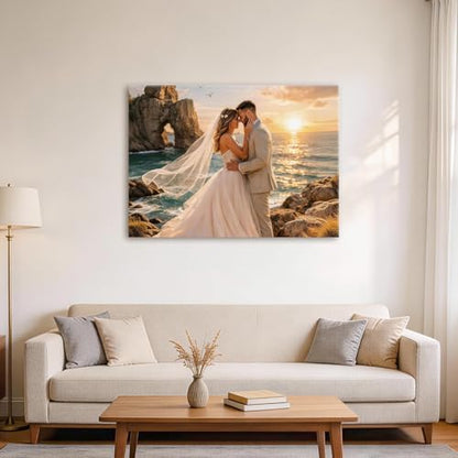 Custom Canvas Prints with Your Photos, Personalized Home Decor Canvas Wall Art, Meaningful Keepsake Gift for Family Couple Wedding Baby Pet, Framed Poster Style Artwork (18"x24") - size: 18"L x 24"W