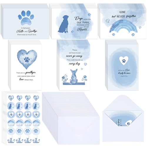 Geyoga 36 Set Pet Sympathy Card with Envelope Bulk, Soft Blue - color: Soft Blue