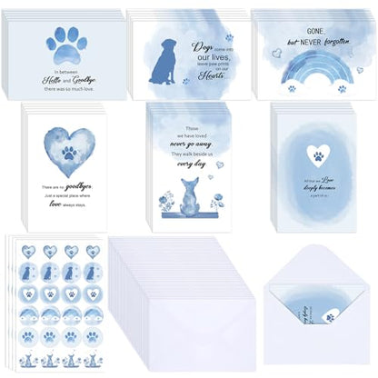 Geyoga 36 Set Pet Sympathy Card with Envelope Bulk, Soft Blue - color: Soft Blue