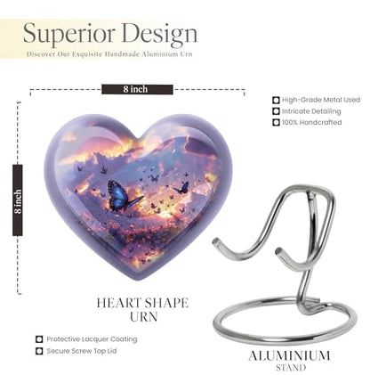 Twilight Butterflies Heart Urn for Human Ashes - color: Butterfly, size: 10 Inch + 3 Inch - Pack of 5