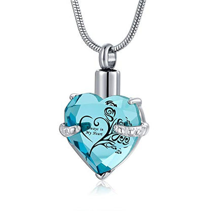 Heart Urn Necklace for Ashes Stainless Steel Cremation Jewelry for Ashes Keepsake Necklaces … - color: Z-Light Blue