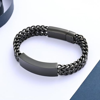 constantlife Cremation Bracelet for Ashes for Men - Stainless Steel Cuban Link Urn Bracelet Keepsake Ash Holder Cremation Memorial Jewelry - color: Always in My Heart-Black