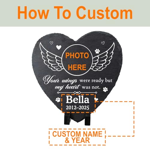 Custom Name Photo Pet Memorial Stone for Loss Dogs Cats, Garden Memorial Rock Headstone Dog Passing Away Sympathy Gift, Dog Cat Grave Markers Tombstone