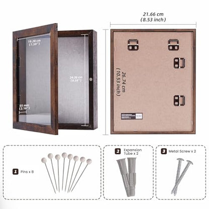 Muzilife 8x10 Shadow Box Picture Frame, 2.16 Deep, Real Glass, Honey Brown - color: Honey Brown, size: 8x10