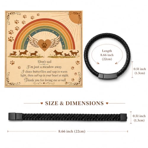 Pet Memorial Gifts for Dogs, Cremation Bracelet for Ashes with Rainbow Bridge Card, Dog Loss Sympathy Keepsake, In Memory of Dog Remembrance Bracelet for Men Women