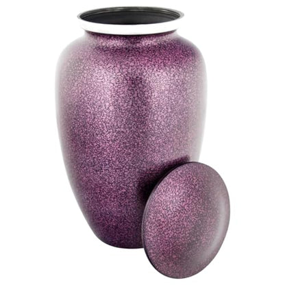 Plum Mist Cremation Urn for Ashes, Aluminum, Purple Urn, Adult Sized Cremation Urn, 10.5 Inches High - color: Plum Mist