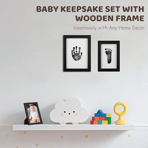 2 Park Baby Footprint Kit with 1 Wooden Frame, No Mess Inkless Hand and Footprint Kit, Clean-Touch Ink Pads for Fingerprint Stamps, Paw Print Kit for Dogs Cats, Baby Shower Gifts Keepsake for New Mom - size: S-2park