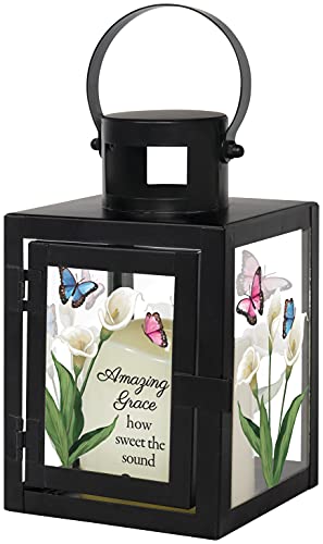 Indoor/Outdoor Memorial Lantern with Candle (Amazing Grace) - color: Amazing Grace