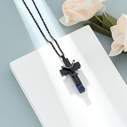 shajwo Cross Urn Necklace for Ashes Birthstone Rose Flower Cremation Jewelry for Women Gilrs Keepsake Memorial Ashes Pendant - color: A-customize