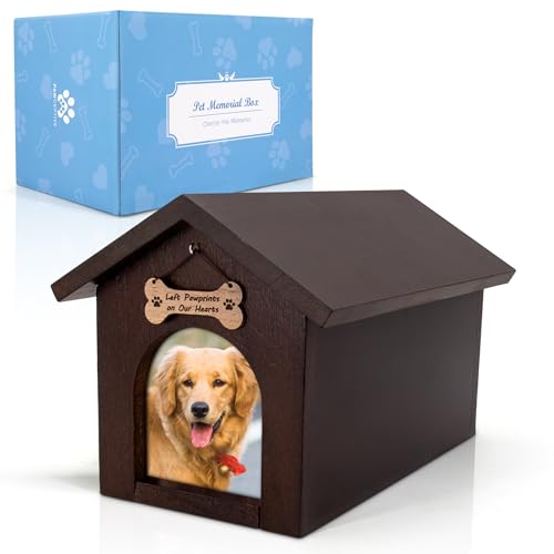 Dog Urns for Ashes, Pet Memory Box Keepsake with Photo Display and Dog Tag Hook, Personalized Pet Urns for Dogs as a Perfect Dog Memorial or pet Remembrance Gift