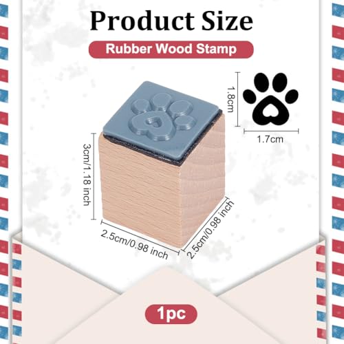 OLYCRAFT Wooden Rubber Stamp Paw Print Wooden Craft Stamp 1x1x1.2 Inch Mini Rubber Stamps Wood Stamping Tool for DIY Art and Craft Journals Albums Scrapbooking Card Making Planner Envelope - style: Paw Print