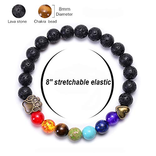 Pet Memorial Bracelet - Pet Loss Gifts in Loving Memory of Your Beloved Pup Dog Cat with Rainbow Bridge Poem Card Lava Bead Remembrance Bracelet (Black Lava Stone)