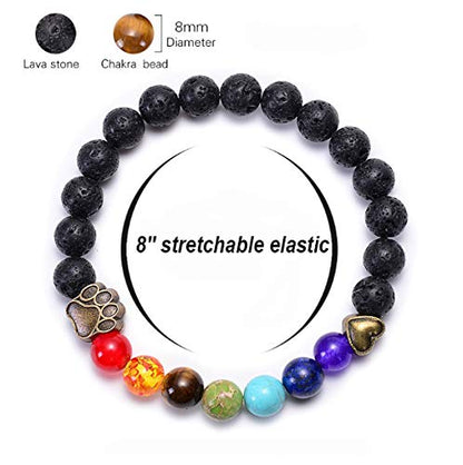 Pet Memorial Bracelet - Pet Loss Gifts in Loving Memory of Your Beloved Pup Dog Cat with Rainbow Bridge Poem Card Lava Bead Remembrance Bracelet (Black Lava Stone)