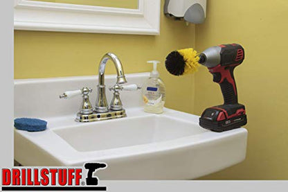 Home Cleaning Supplies - Bathroom Scrubbing Accessories - Tile Scrubber | Glass Shower Cleaner - Shower Curtain Scrubber - Bathtub Brush - Bath Mat Brush - Sink Cleaning Brush - Grout Cleaning Brush - color: Yellow, size: Mini Drill Brush