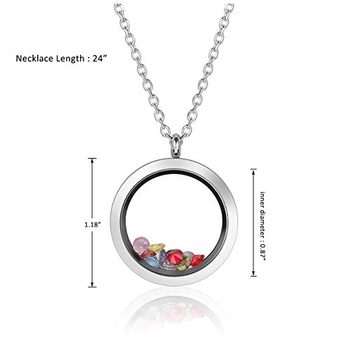 Jovivi 25mm/30mm Living Floating Memory Glass Locket Necklace - Stainless Steel Secure Buckle Closure - color: 30mm(Clear Locket)