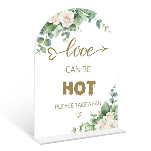Eucalyptus Rose Love Can Be Hot Sign, 6 x 8 Inch White Arch Acrylic Wedding Sign with Holder, Wedding Sign for Ceremony and Reception, Wedding Decoration, Wedding Supplies - AM15 - color: Rose Love Can Be Hot, size: Eucalyptus 6X8IN