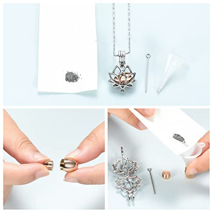 Imrsanl Cremation Jewelry for Ashes - Lotus Flower Ashes Pendant Necklace with Mini Keepsake Urn Memorial Ash Jewelry - color: Rose Gold
