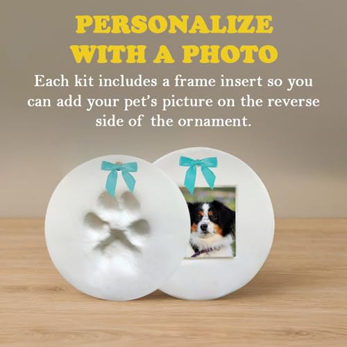 SD Toyz Pet Paw Print Ornament Kit, Dog & Cat Keepsake Picture Frame, Clay Mold Pawprint, Pet Lover Gift