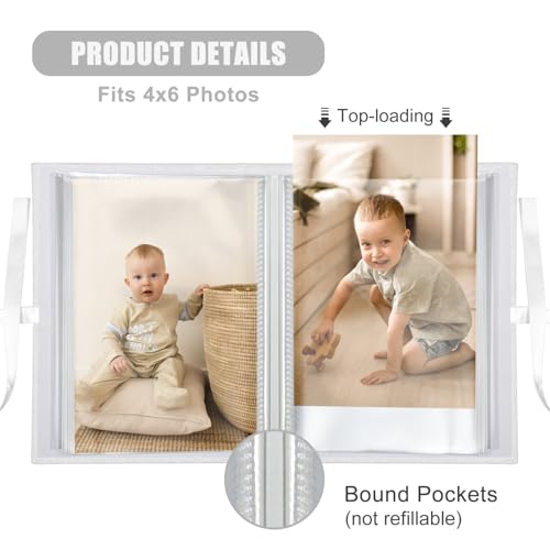 Photo Album 4x6 100 Pockets, Slip-in Picture Albums, Linen Cover Top Loader Vertical Pockets Albums for Baby, Kids Boy Girls, Wedding, Family, Anniversary, White - color: White, size: 100 Pockets white Bandage