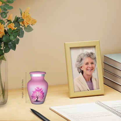 M MEILINXU Pink Urn, Small Urns for Human Ashes, Tree of Life Keepsake - color: Pink, size: Small / Keepsake