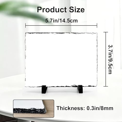 12 Pcs Sublimation Slate Blanks 5.7"x3.7", Sublimation Plaque Photo Slate Rock Stone Picture Frame Blanks Bulk with Display Stand for Gifts Memorials Desktop, Individually Packaged, Rectangular - size: 4"x6"(12 pcs)