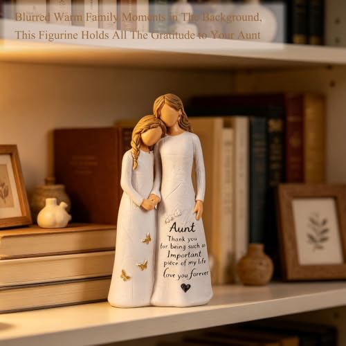 NAN ZAI NAN FANG Aunt Gifts, Gift for Aunt, Best Aunt Ever Resin Figurine | Aunt Birthday Gift from Niece or Nephew, Mother's Day & Christmas Keepsake, 5.5" Hand-Painted Statue - style: Aunt
