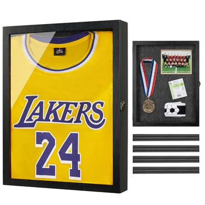 AW BRIDAL Black Large Shadow Box with Shelves 13x17in, Medal Display Case - color: Black, size: 13x17 in