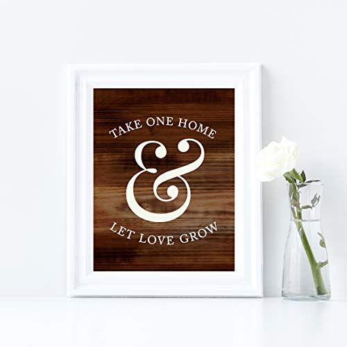 Andaz Press Wedding Party Signs, Rustic Wood Print, 8.5x11-inch, Please Take One Home and Let Love Grow Plant Seed Favors Table Sign, 1-Pack, Unframed - color: Favors Take One Home Let Love Grow