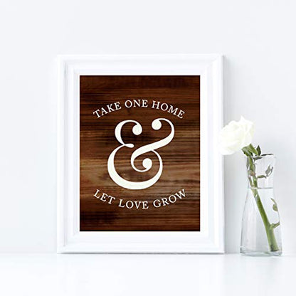 Andaz Press Wedding Party Signs, Rustic Wood Print, 8.5x11-inch, Please Take One Home and Let Love Grow Plant Seed Favors Table Sign, 1-Pack, Unframed - color: Favors Take One Home Let Love Grow