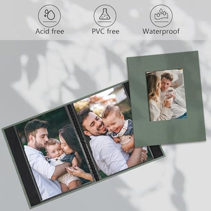 Small 4x6 Photo Album 24 Pockets Linen Cover Gray Green 2 Pack - color: Gray Green, size: 24 Pockets 2 Pack