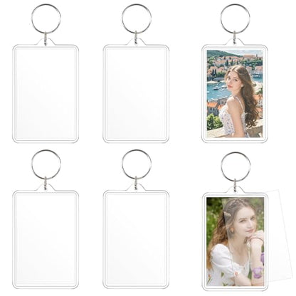 6 Pack Acrylic Clear Keychains for Pictures, Blank Insert 1.77 * 2.76in Picture Frame Keychain, Keychain Picture Holder for Men Women DIY Loved Ones Backpacks Keepsakes Gifts