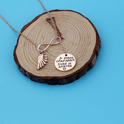 Memorial Jewelry Sympathy Gift A Piece of My Heart Lives In Heaven Lariat Y Necklace Loss Jewelry Gift - color: A Piece Y NK-RG