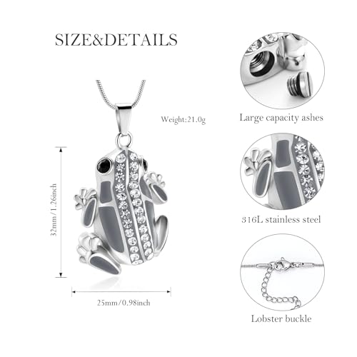 Frog Urn Necklace for Ashes Animals Cremation Jewelry Stainlee Steel Memorial Necklaces Keepsake Jewelry Ashe Holder Pendant for Human Ashes with Filling Kits - color: Customize-image