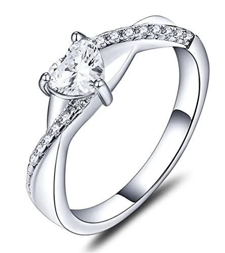 YL 925 Sterling Silver Engagement Rings 5MM Heart Cut Birthstone Infinity Ring for Women-size5 - color: 04-zirconia-Apr