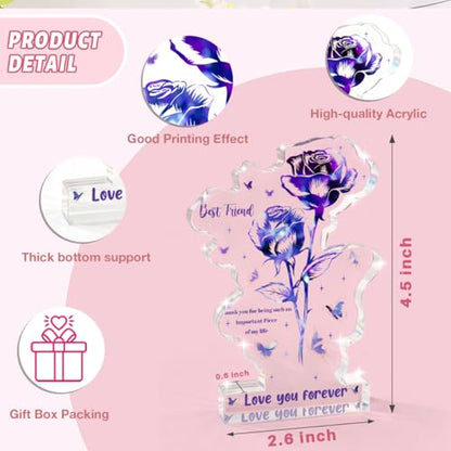 Best Friend Christmas Gifts Idea for Women Friends- Flower Acrylic - Delicate Gifts for Best Friend Bestie Thanksgiving Birthday Christmas Gifts for Friend Women, Ideas - color: Firend