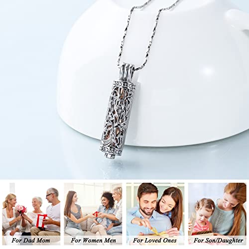 Imrsanl Cylinder Cremation Urn Necklace for Ashes of Loved One - color: Tree-Rose Gold