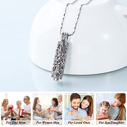 Imrsanl Cylinder Cremation Urn Necklace for Ashes of Loved One - color: Tree-Rose Gold