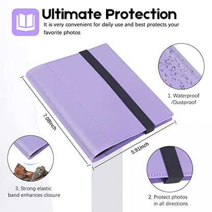 Aevdor Small 4x6 Photo Album, 64 Pockets, Black Pages, Elastic Band,Purple | Compact 4x6 Photo Book for Family, Wedding, Baby, Travel, Postcards and Recipe Cards. One Album is Included - color: Purple
