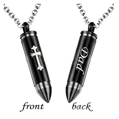Celtic Cross Bullet Urn Necklaces for Ashes Cremation Jewelry Keepsake Memorial Pendant - style: Dad