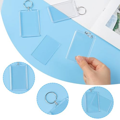 6 Pack Acrylic Clear Keychains for Pictures, Blank Insert 1.77 * 2.76in Picture Frame Keychain, Keychain Picture Holder for Men Women DIY Loved Ones Backpacks Keepsakes Gifts